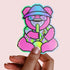 Smoking Bong Bear Premium Vinyl Sticker, 420 Stoner Stickers, Glossy Laptop Decal, Cannabis Vinyl Stickers